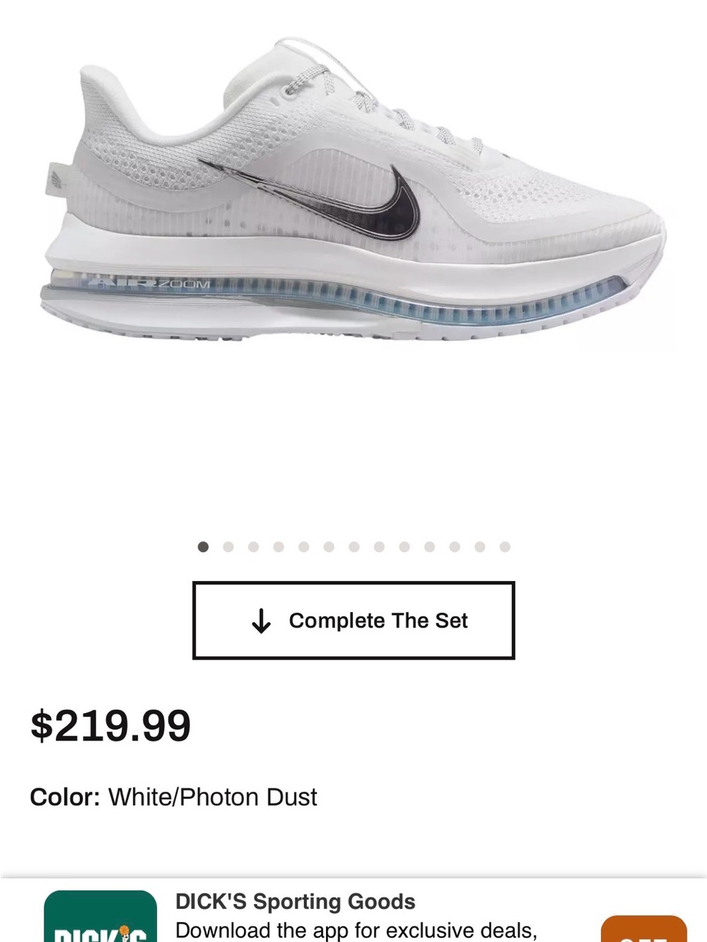 Nike White Platform Air Zoom Sneakers with Metallic Swoosh